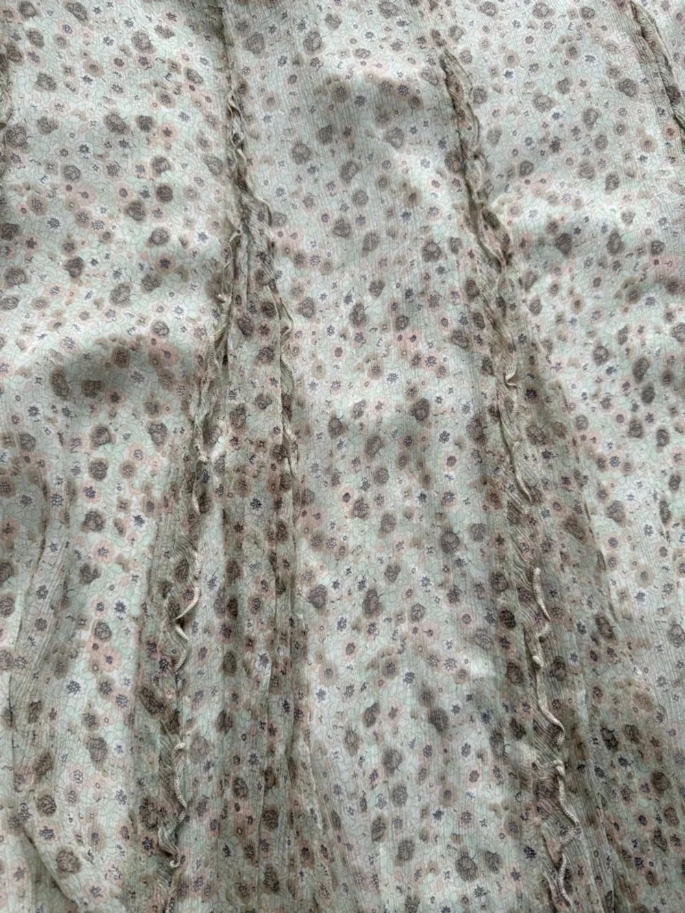 Vintage Silk Floral Midi Skirt Cottagecore Fairy Ruffle Hem - Picture 2 of 5